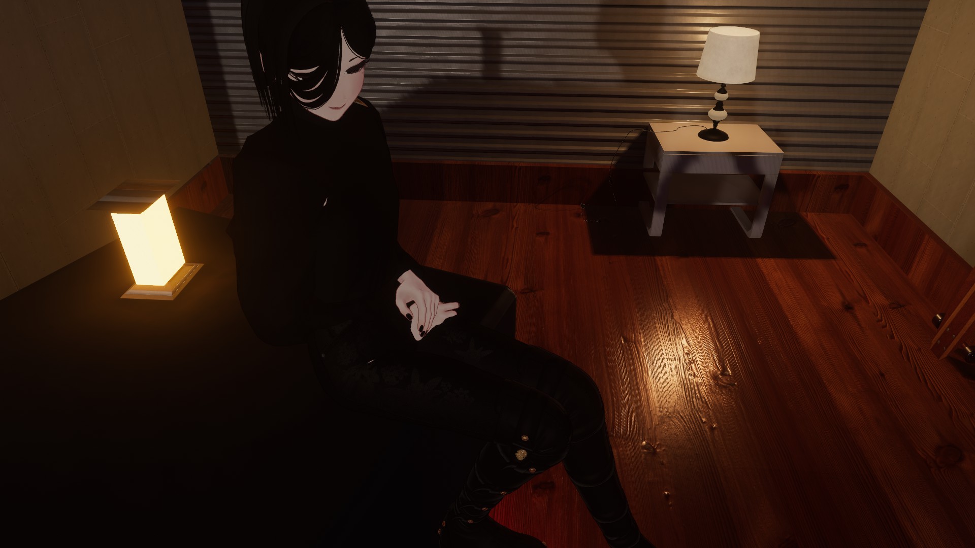 A girl siting in a room